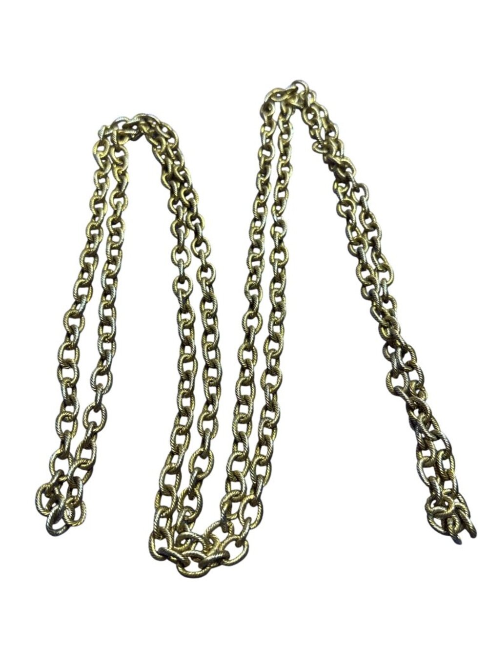 Vintage Goldtone Textured Chain Necklace No Clasp 53 inches Long